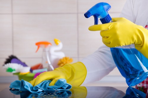 Close-up of mattress stain treatment during cleaning