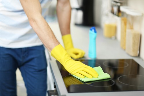 Fabric stain removal on a shirt with a fresh spill